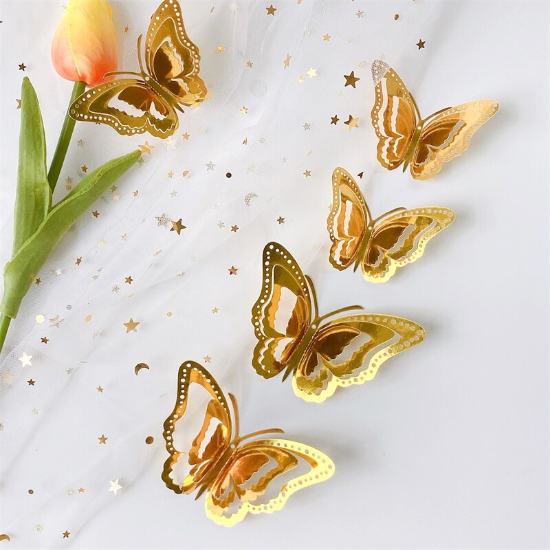 Hollow Layered Butterfly Wall Stickers, Decorative Butterflies for Home Decor