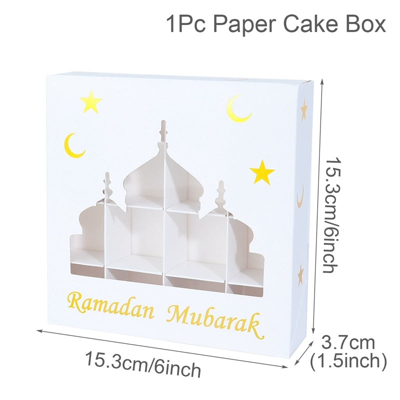 Eid Mubarak Gift Box Cake Candy Box Ramadan Decoration for Home 2023 Islamic Muslim Party Supplies Eid Al-fitr Ramadan Kareem