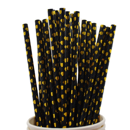 Black Gold Foil Happy Birthday Paper Cups, Disposable Party Supplies