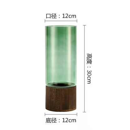 Simple Wood Vase Flower Arrangement Vase Wooden Pier Vase Plant Living Room Decoration Flower Decoration Glass Vase Home Decor