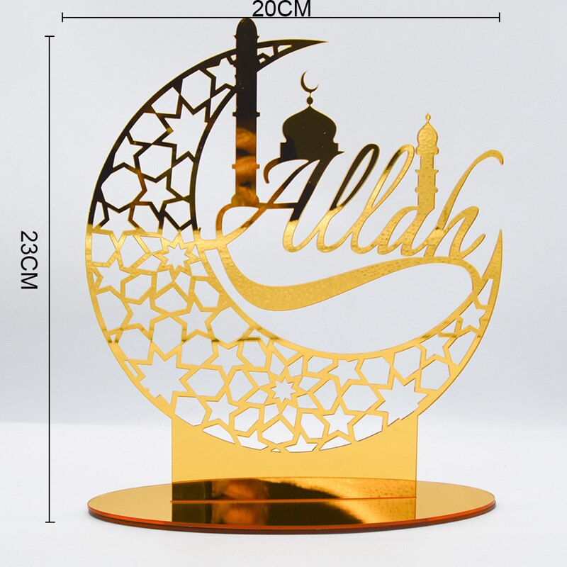 Ramadan Kareem Acrylic Ornament Eid Mubarak Decoration For Home Islamic Muslim Party Supplies Golden Moon Decor EID Al Adha Gift