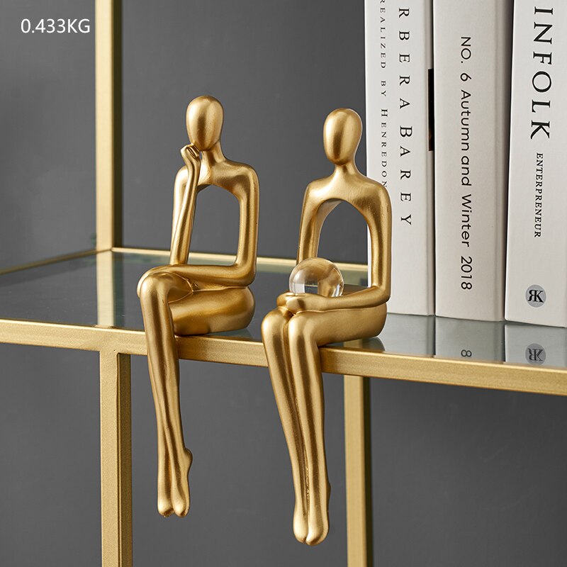 Home Decoration Accessories, Golden Reading Figures