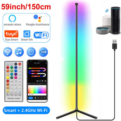 Living Room Dimmable Corner Floor Lamp 150cm Stand Tuya Smart RGB LED Mood Light for Bedroom Nordic Home Decor Interior lighting