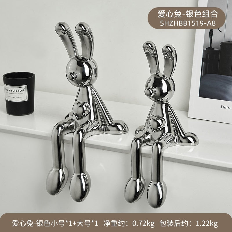 Creative Electroplating Rabbit Ceramic Figurines