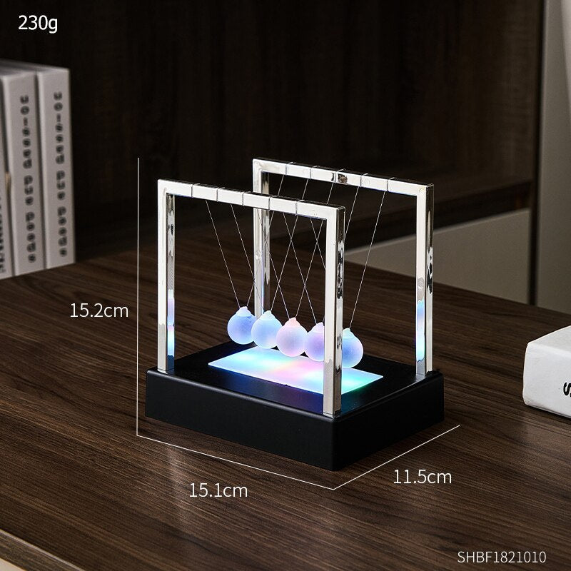 Office Desktop Decoration Development Educational Desk Toy Luminous Balance Steel Newton&#39;s Pendulum Physics Science Pendulum