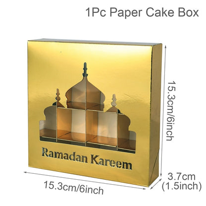 Eid Mubarak Gift Box Cake Candy Box Ramadan Decoration for Home 2023 Islamic Muslim Party Supplies Eid Al-fitr Ramadan Kareem