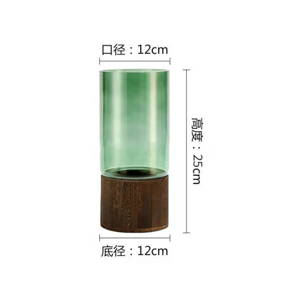 Simple Wood Vase Flower Arrangement Vase Wooden Pier Vase Plant Living Room Decoration Flower Decoration Glass Vase Home Decor