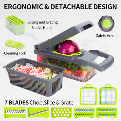 Multifunctional Vegetable Cutter, Potato Chopper, Carrot Grater Slicer