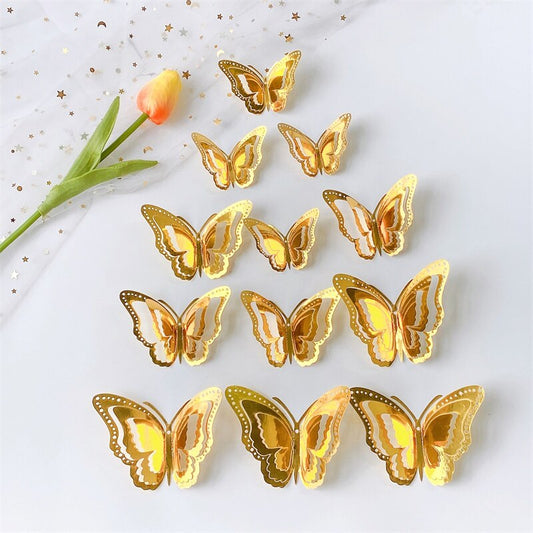 Hollow Layered Butterfly Wall Stickers, Decorative Butterflies for Home Decor