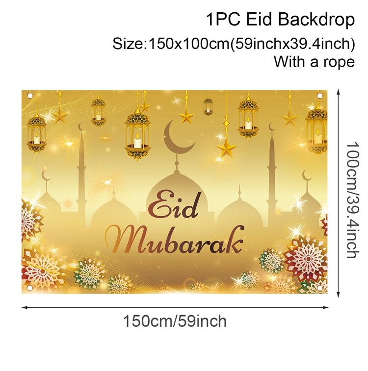 EID Mubarak Outdoor Fan-shaped Flag Banner Ramadan Decoration For Home Islamic Muslim Party Supplies Ramadan Kareem Home Decor