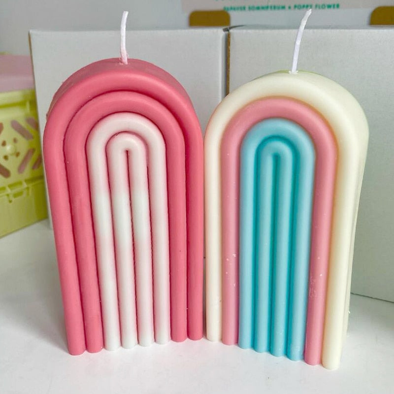 Rainbow Arch Candle Silicone Mold, Resin Plaster Mould Art Craft Home Decor