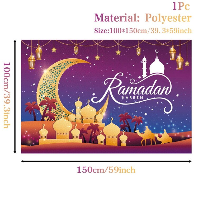 EID Mubarak Outdoor Fan-shaped Flag Banner Ramadan Decoration For Home Islamic Muslim Party Supplies Ramadan Kareem Home Decor