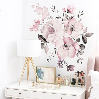 New Wall Sticker 30*90cm Watercolor Pink Flower Cluster  Home Background Decoration Can Be Removed