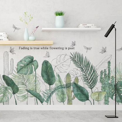 Tropical Green Leaves Wall Stickers For Bedroom Living Room Sofa TV Background Wall Decor Removable Vinyl Wall Decals Home Decor