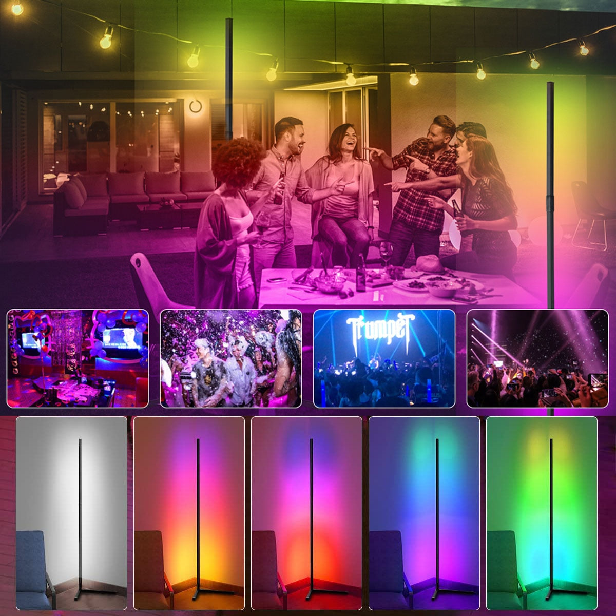 Living Room Dimmable Corner Floor Lamp 150cm Stand Tuya Smart RGB LED Mood Light for Bedroom Nordic Home Decor Interior lighting