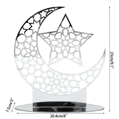 Hollow Out Ramadan Moon Acrylic Table Ornament Eid Mubarak DIY Decoration For Home Kareem Eid Gift Islamic Muslim Party Supplies