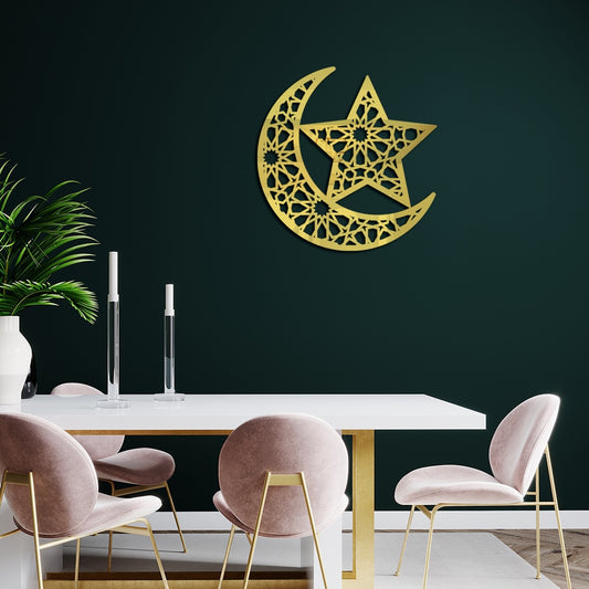 Ramadan Decoration 2023 3D Stars And Moon Eid Mubarak Acrylic Mirror Stickers Home Decor Wall Sticker часы настенные رمضان