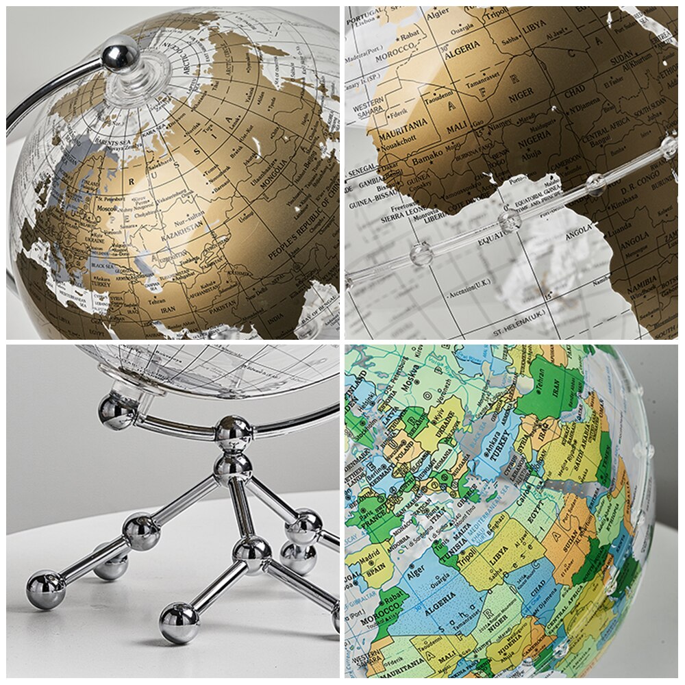 Transparent Globe Home Decor World Map Room Decor Geography Office Educational Ornament Desk Accessories School Supplies