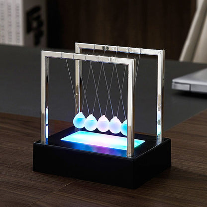 Office Desktop Decoration Development Educational Desk Toy Luminous Balance Steel Newton&#39;s Pendulum Physics Science Pendulum