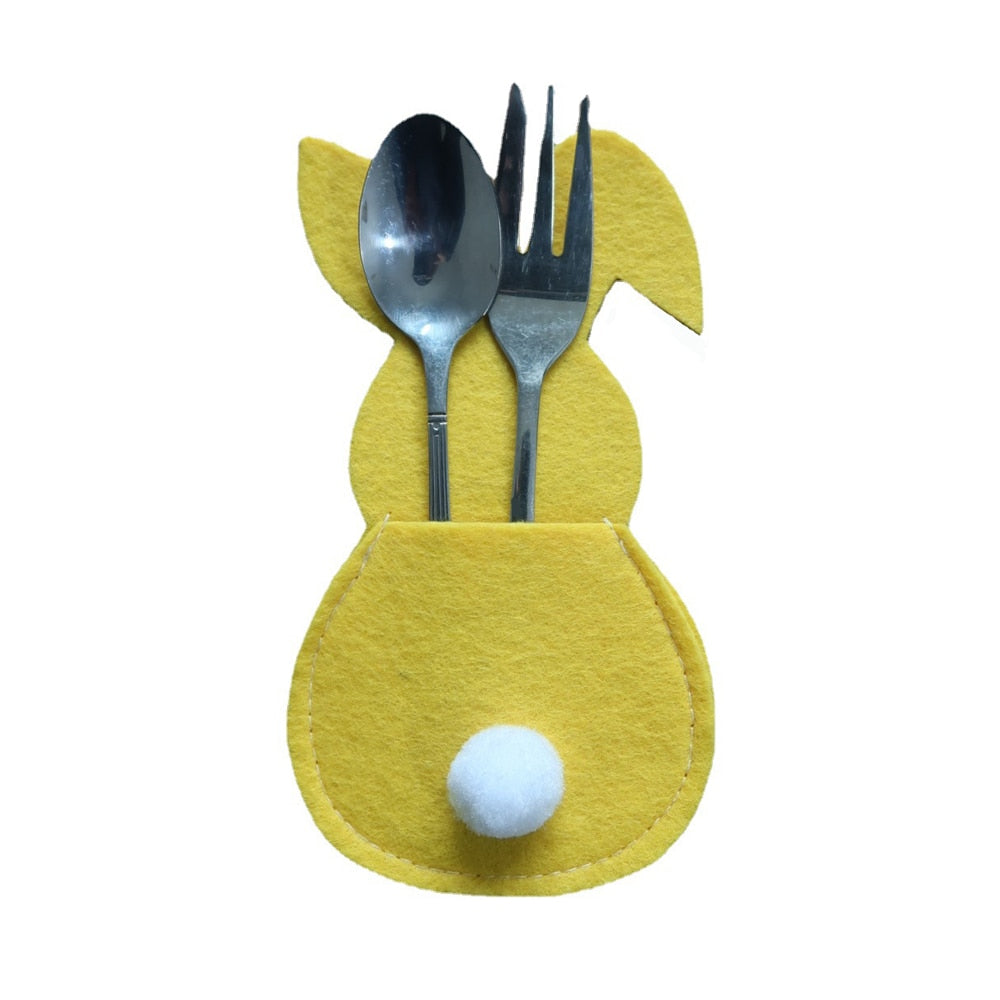 Easter Bunny Felt Cutlery Holder, Tableware Accessories.