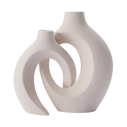 Nordic Ceramic Vase, Snuggle Set White Matte Creative Vase