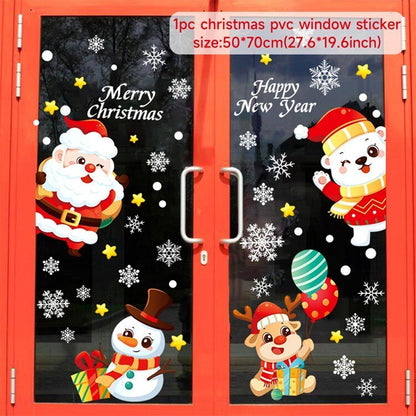 Santa Claus Elk Christmas Ornaments Window Stickers Merry Christmas Home Decoration New Year 2022 Sticker Xmas Decor Navidad