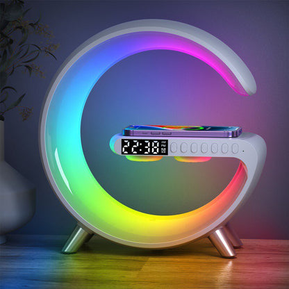 Multifunctional Alarm Clock RGB Night Light 15W Wireless Charger Speaker APP Bluetooth Control Station for Iphone 11 12 13 14