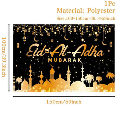 EID Mubarak Outdoor Fan-shaped Flag Banner Ramadan Decoration For Home Islamic Muslim Party Supplies Ramadan Kareem Home Decor