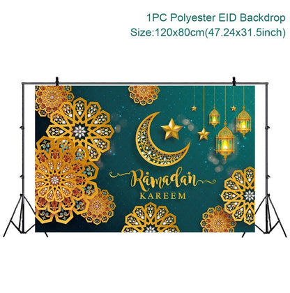 EID Mubarak Outdoor Fan-shaped Flag Banner Ramadan Decoration For Home Islamic Muslim Party Supplies Ramadan Kareem Home Decor