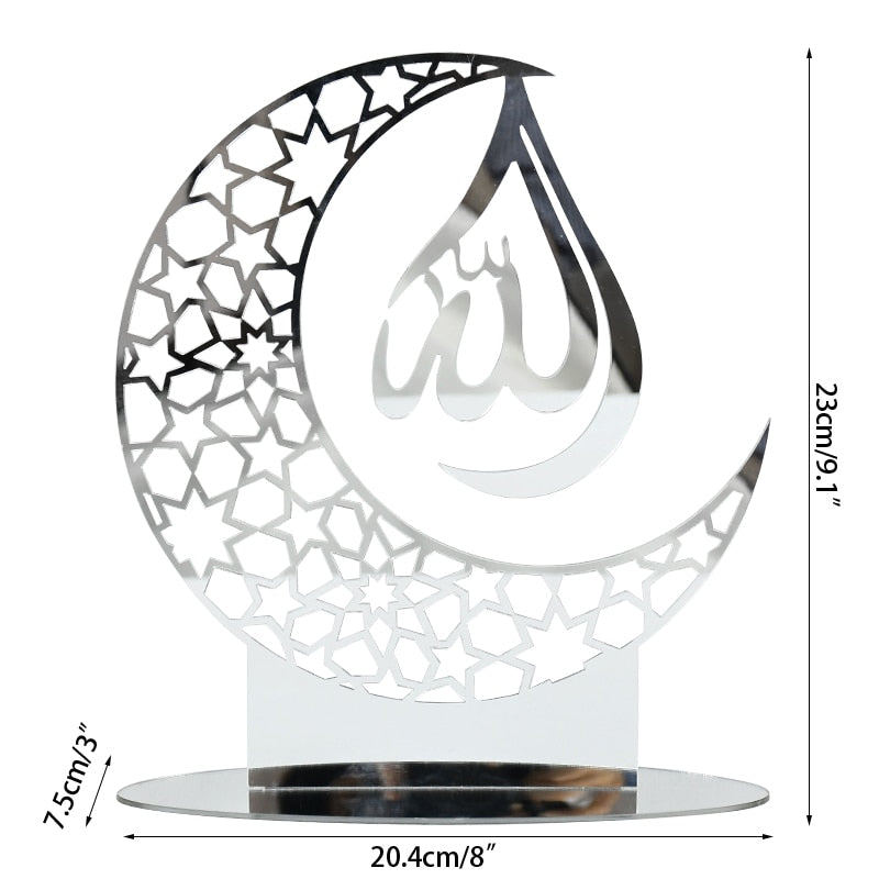 Hollow Out Ramadan Moon Acrylic Table Ornament Eid Mubarak DIY Decoration For Home Kareem Eid Gift Islamic Muslim Party Supplies