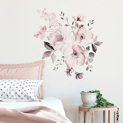 New Wall Sticker 30*90cm Watercolor Pink Flower Cluster  Home Background Decoration Can Be Removed