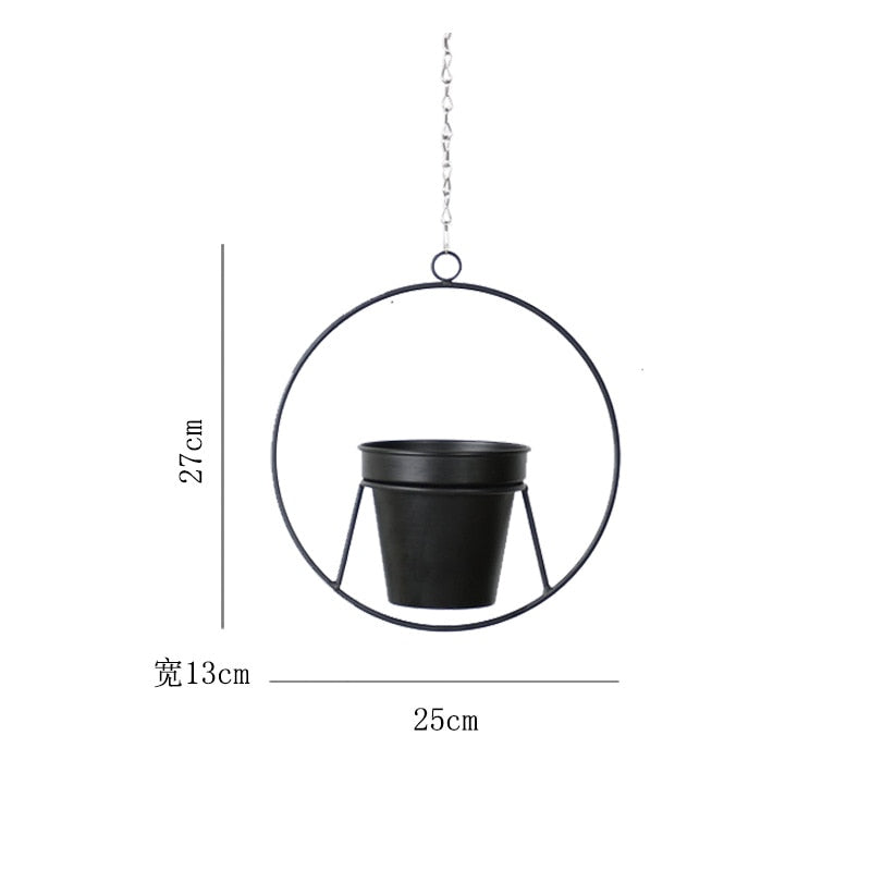 New Nordic Metal Hanging Flower Pot Basket Plant Hanging Planter Garden Pot Vase Home Balcony Decoration Vase Holder Cachepot