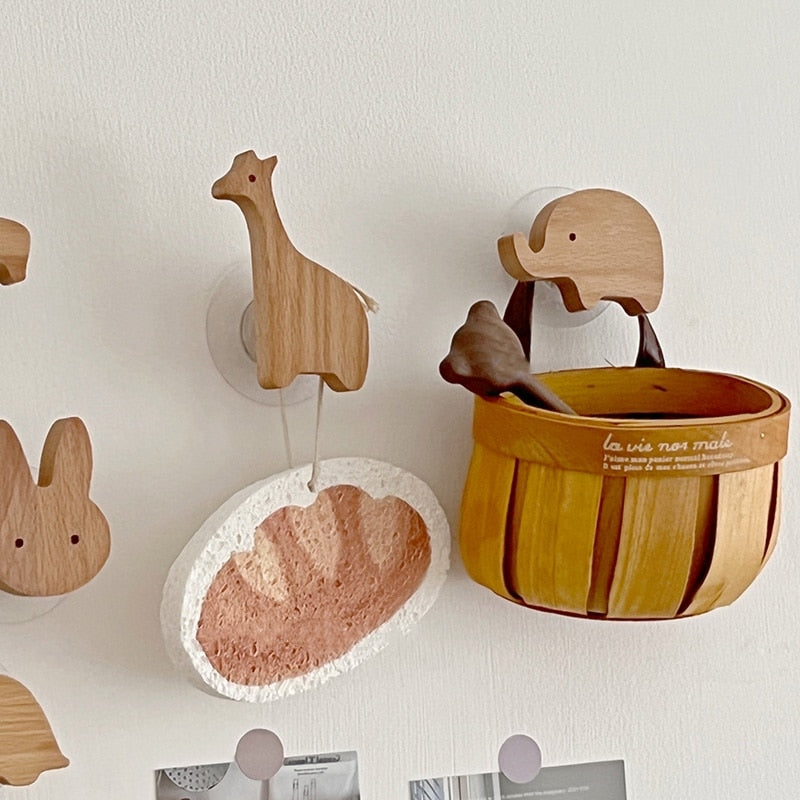 Wooden Hook, Creative Nordic Cute Animal, Wall Hanging Coat Hook Home Decoration.