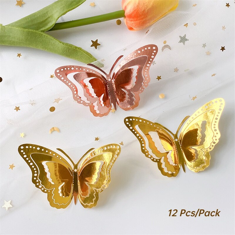 Hollow Layered Butterfly Wall Stickers, Decorative Butterflies for Home Decor