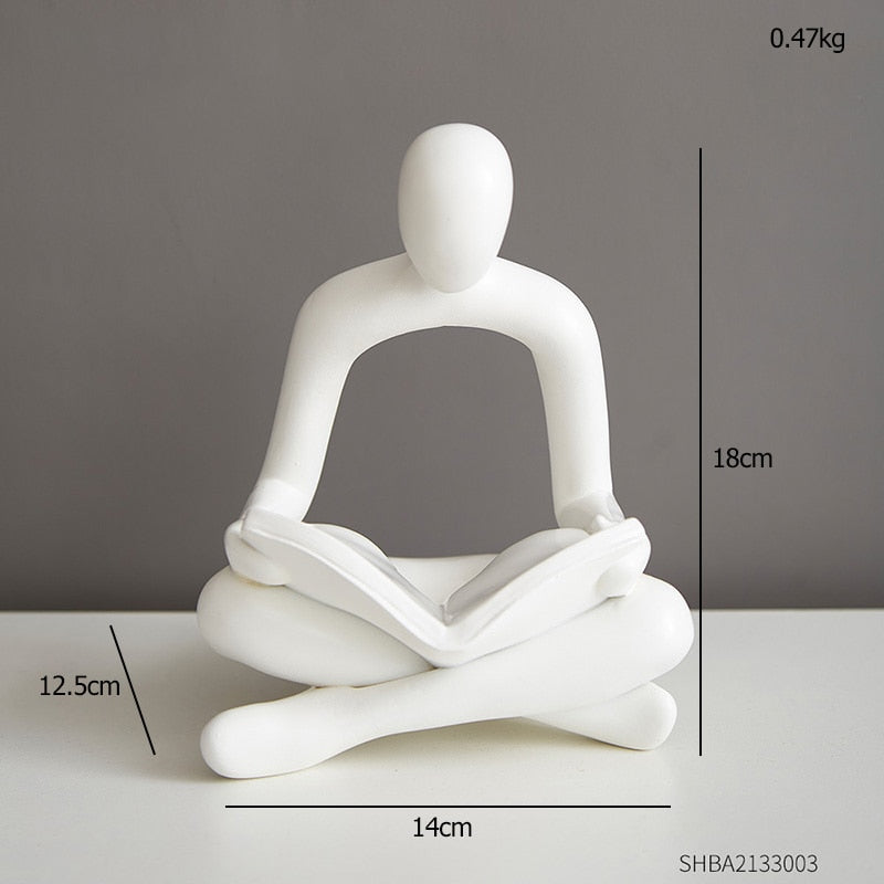 Nordic Home Decoration Abstract Figures Reading Book Statue Study Office Decoration Room Living Room Decoration Accessories Gift