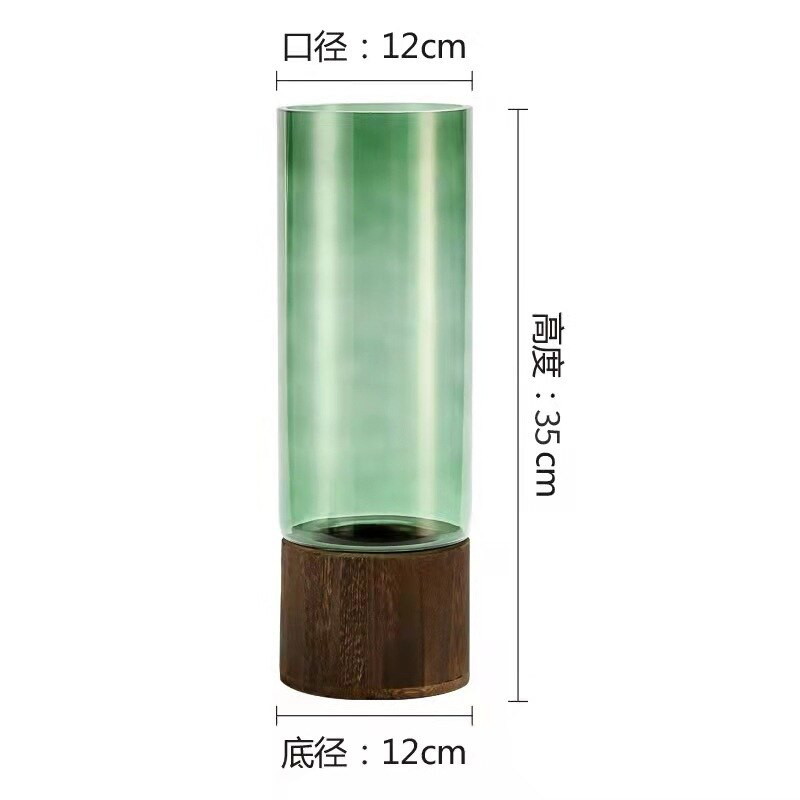 Simple Wood Vase Flower Arrangement Vase Wooden Pier Vase Plant Living Room Decoration Flower Decoration Glass Vase Home Decor