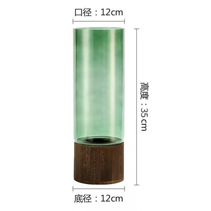 Simple Wood Vase Flower Arrangement Vase Wooden Pier Vase Plant Living Room Decoration Flower Decoration Glass Vase Home Decor