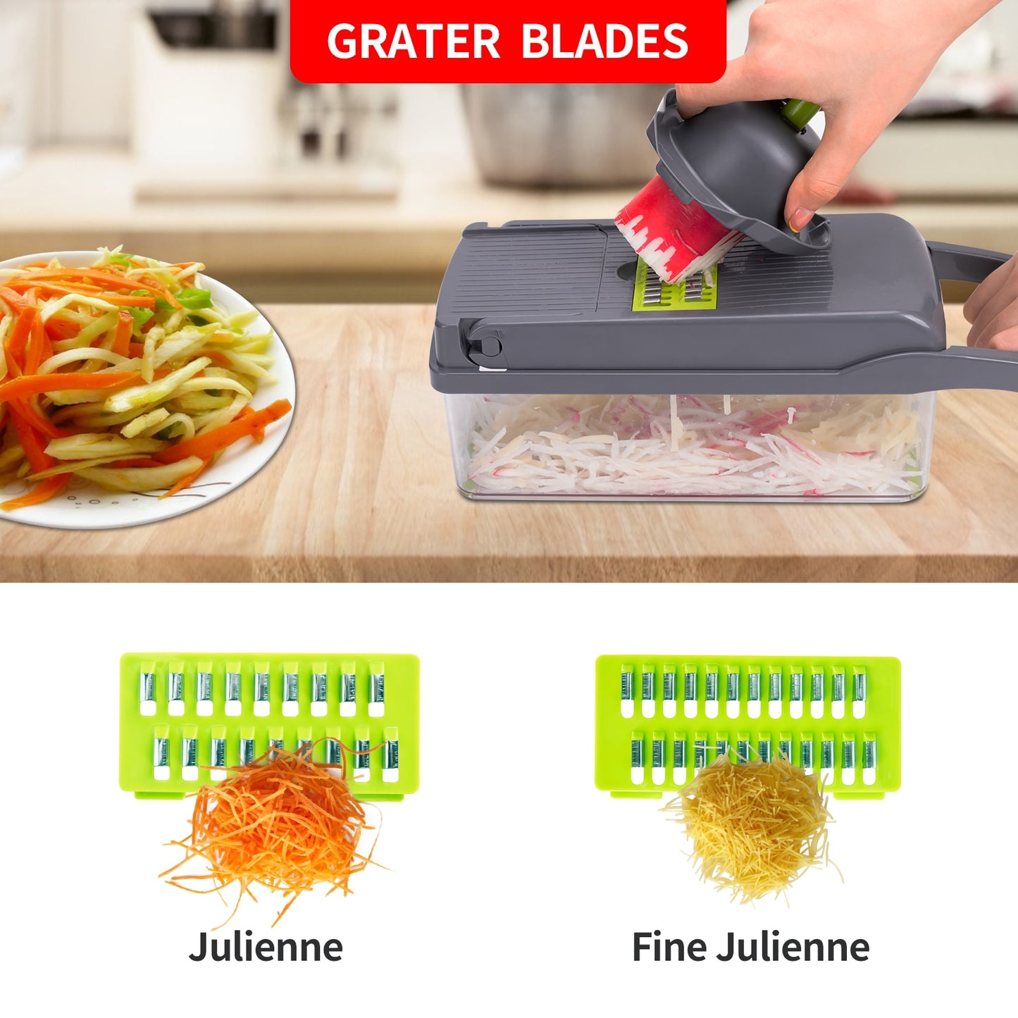 Multifunctional Vegetable Cutter, Potato Chopper, Carrot Grater Slicer