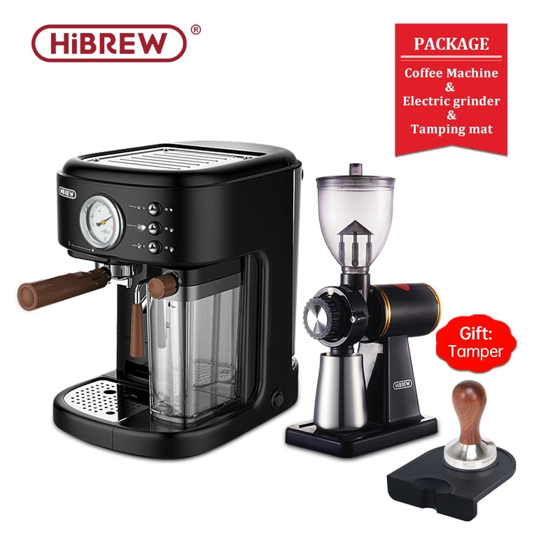 HiBREW Fully Automatic Espresso Cappuccino Latte 19Bar 3 in 1 Coffee Machine Automatic hot milk froth  ESE pod&amp;Ground Coffee H8A