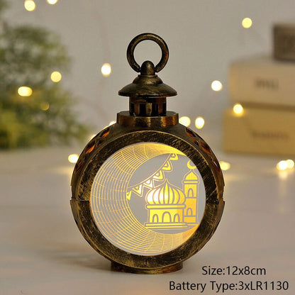 EID Mubarak Lantern LED Light Ornaments Eid Al-Fitr Aid Islamic Muslim Party Decor Supplies Ramadan Kareem Decoration for Home