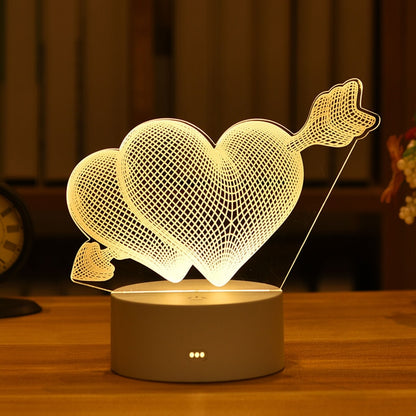 Kids Night Light 3D LED Night Lamp Creative Table Bedside Lamp Romantic Heart Bear Light Kids Gril Home Decor Christmas Gift