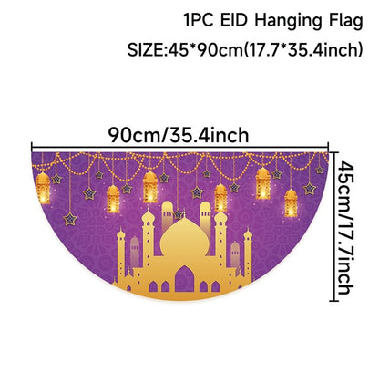 EID Mubarak Outdoor Fan-shaped Flag Banner Ramadan Decoration For Home Islamic Muslim Party Supplies Ramadan Kareem Home Decor