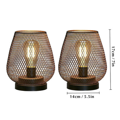 Metal Cage Table Lamp, Round Shaped LED Lantern, Cordless Lamp For Weddings Party.