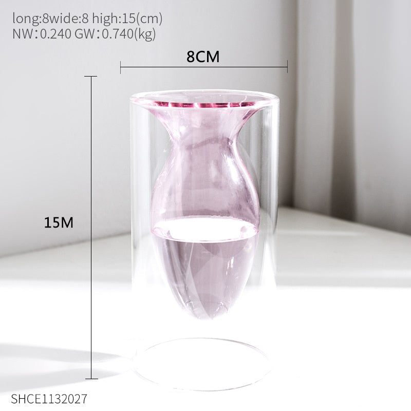 Nordic Home Decor Glass Vase Living Room Decoration Flower Vase Transparent Home Decorations Decorative Glasses Gifts