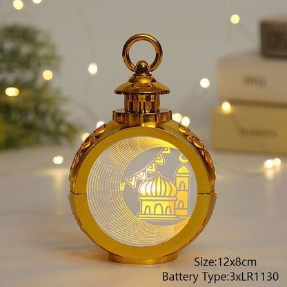 EID Mubarak Lantern LED Light Ornaments Eid Al-Fitr Aid Islamic Muslim Party Decor Supplies Ramadan Kareem Decoration for Home