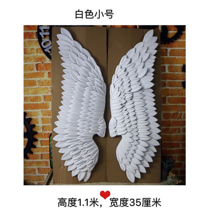 Large Ancient Iron Wall Decoration Angel Wings with LED Creative Retro Wings Bar Cafe Wall Decor Iron Home Decor Accessories