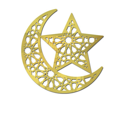 Ramadan Decoration 2023 3D Stars And Moon Eid Mubarak Acrylic Mirror Stickers Home Decor Wall Sticker часы настенные رمضان