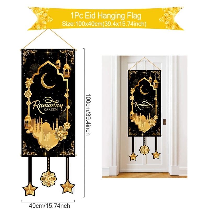 Ramadan Hanging Flag Ramadan Decorations 2023 For Home Kareem Aid EID Mubarak Muslim Islamic Festival Eid Al-fitr Party Supplies