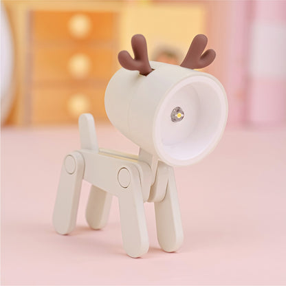 LED Mini Night Light Cute Dog Deer Foldable Desk Lamps Desktop Ornament Book Light Kids Room Bedside Bedroom Decor Holiday Gifts