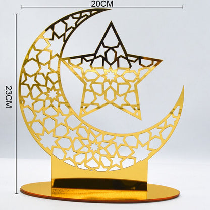 Ramadan Kareem Acrylic Ornament Eid Mubarak Decoration For Home Islamic Muslim Party Supplies Golden Moon Decor EID Al Adha Gift